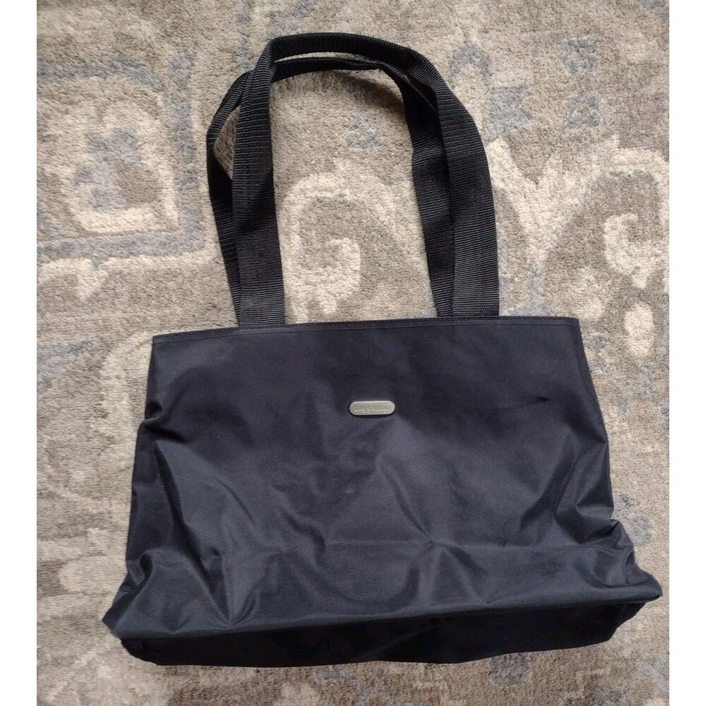 Baggallini Bag Black Triple Pocket Water Resistant Nylon Tote Purse Crossbody